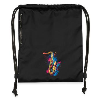 Saxophone Graffiti - Sac à cordon en polyester recyclé - noir - Devant