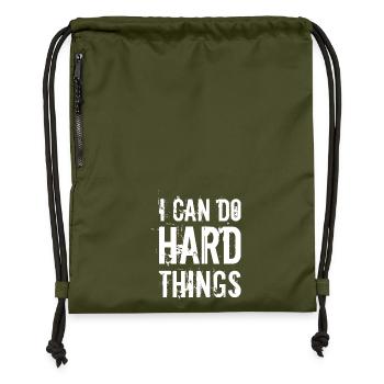 Ich kann schwierige Dinge tun - Turnbeutel aus Recycling-Material - military Green - Vorne