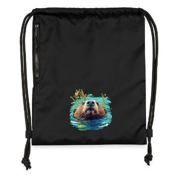 Beaver Biber - Sac à cordon en polyester recyclé - noir - Devant
