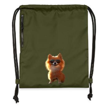 Pomeranian Pomeranian Pom Sweet German Spitz - Gymsac made from recycled material - military green - Front