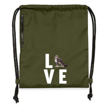 Clouded Leopard Nebelparder - Gymsac made from recycled material - military green - Front