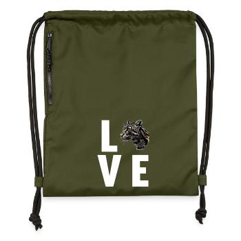 Clouded Leopard Nebelparder - Gymsac made from recycled material - military green - Front