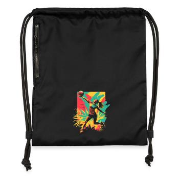 Joueur de volley-ball - Sac à cordon en polyester recyclé - noir - Devant