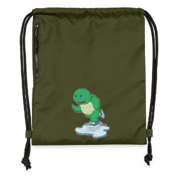 Patins à glace tortue - Sac à cordon en polyester recyclé - military green - Devant