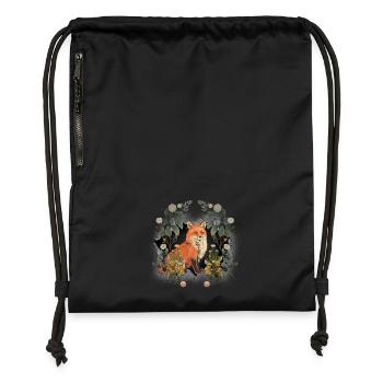 Renard Enfant Enfants Habitants de la forêt Animaux de la forêt Renarde - Sac à cordon en polyester recyclé - noir - Devant