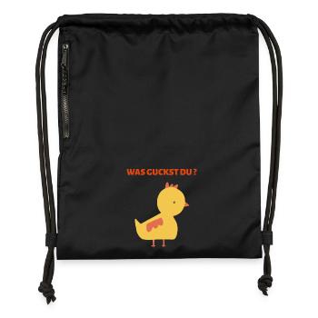 WAS GUCKST DU? - Turnbeutel aus Recycling-Material - Schwarz - Vorne