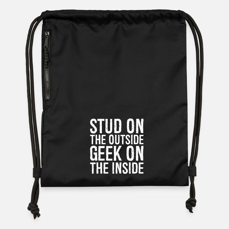 Stud on the outside geek on the inside - Gymsac made from recycled material - black