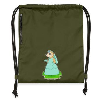 Meerkat Bridal Veil Wedding - Gymsac made from recycled material - military green - Front