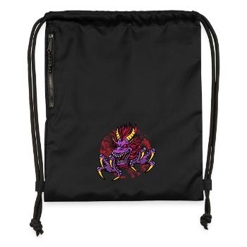 Dragon magique fantastique dans le donjon - Sac à cordon en polyester recyclé - noir - Devant