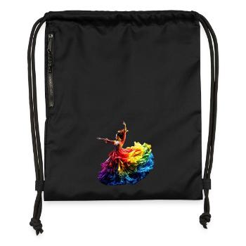 Flamenco Tänzerin Regenbogen Buntes Kleid Tanzen - Turnbeutel aus Recycling-Material - Schwarz - Vorne