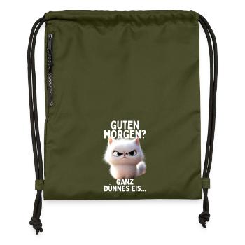Guten Morgen Ganz Dünnes Eis Morgenmuffel Katzen - Turnbeutel aus Recycling-Material - military Green - Vorne