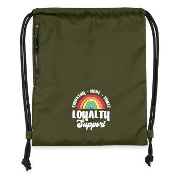 Empathy Hope Trust Loyalty - Gymsac made from recycled material - military green - Front