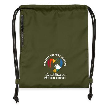 Travailleur social Intérêt Soutien Loyauté - Sac à cordon en polyester recyclé - military green - Devant