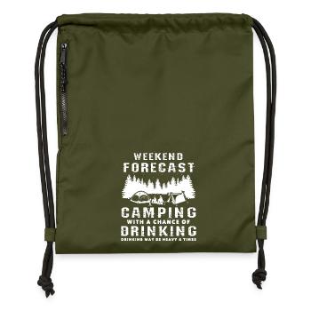 Camping With Drinking Bonfire Camping - Gymsac made from recycled material - military green - Front