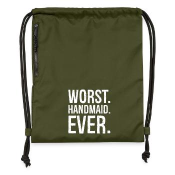 worst handmaid ever - Gymsac made from recycled material - military green - Front