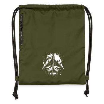 Flugzeug Skizze - Turnbeutel aus Recycling-Material - military Green - Vorne