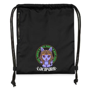 Hiéroglyphes Mythologie Lucipurr - Sac à cordon en polyester recyclé - noir - Devant