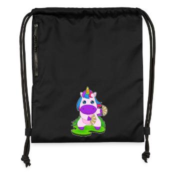 Licorne Éventail à main - Sac à cordon en polyester recyclé - military green - Devant