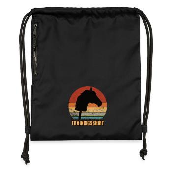 Reiten Trainingsshirt Hobby Horse Pferdekopf - Turnbeutel aus Recycling-Material - Schwarz - Vorne