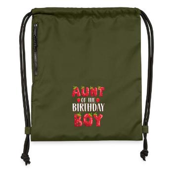 Aunt Of The Birthday Boy Strawberry First Birthday - Gymsac made from recycled material - military green - Front