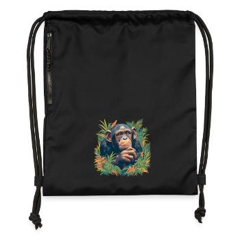 Chimpanzee Schimpansen Schimpanse - Turnbeutel aus Recycling-Material - Schwarz - Vorne