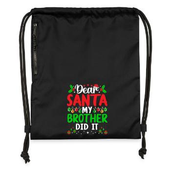 Dear Santa My Brother Did It Christmas Naugthy - Turnbeutel aus Recycling-Material - Schwarz - Vorne