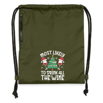 Most Likely To Drink All The Wine Christmas Drinki - Turnbeutel aus Recycling-Material - military Green - Vorne