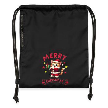 Merry Christmas Catmas kitty x-mas last minute - Gymsac made from recycled material - black - Front