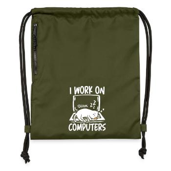 I work on computers - Turnbeutel aus Recycling-Material - military Green - Vorne