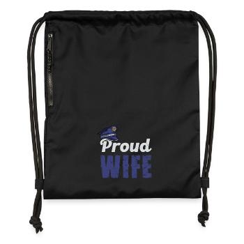 Proud Wife Police Theme - Gymsac made from recycled material - black - Front