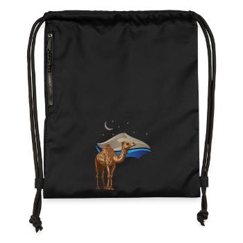 Desert Magic – Camel under the Stars - Gymsac made from recycled material - black - Front