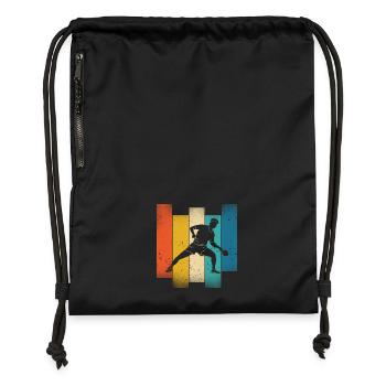 Joueur de tennis de table style rétro - Sac à cordon en polyester recyclé - noir - Devant