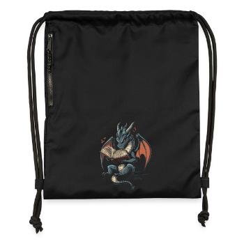 Playful Gray Dragon Magical Talesfa - Gymsac made from recycled material - black - Front