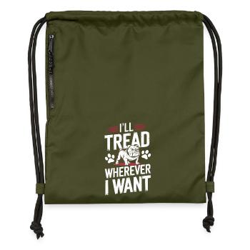 Bulldogge Ich trete hin, wohin ich will Hundehumor - Turnbeutel aus Recycling-Material - military Green - Vorne