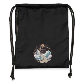 Nature mer vagues bateau bateau voyage Ahoy - Sac à cordon en polyester recyclé - noir - Devant
