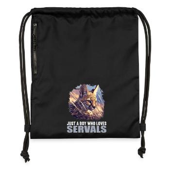 Servale Serval - Turnbeutel aus Recycling-Material - Schwarz - Vorne