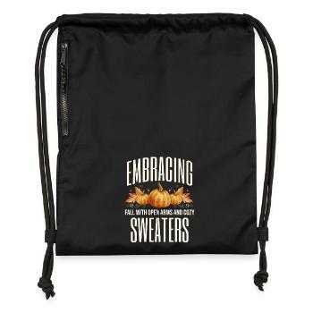 Hugging the fall with open arms cozy - Gymsac made from recycled material - military green - Front