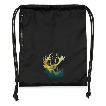 Forest deer silhouette closeness to nature - Gymsac made from recycled material - black - Front