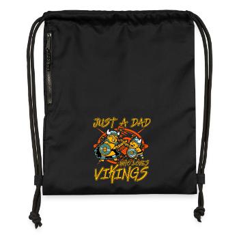 Juste un papa qui aime les Vikings - Sac à cordon en polyester recyclé - noir - Devant