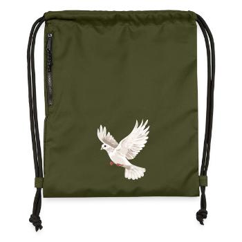 Taube Weiß Frieden Peace Ringeltaube Weiße Tauben - Turnbeutel aus Recycling-Material - military Green - Vorne