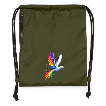 Taube Weiß Frieden Peace Ringeltaube Weiße Tauben - Turnbeutel aus Recycling-Material - military Green - Vorne
