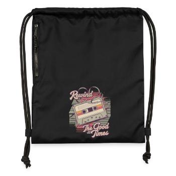 Spulen Sie die Good Times Vintage Kassette Design zurück - Turnbeutel aus Recycling-Material - Schwarz - Vorne