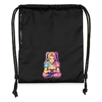 Gaming Girl Comic Look - Gymsac made from recycled material - black - Front
