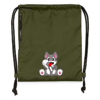 Chat drôle - Sac à cordon en polyester recyclé - military green - Devant