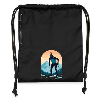 Biathlon Biathlète Sports d’hiver - Sac à cordon en polyester recyclé - noir - Devant