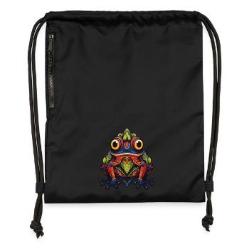 Portrait de grenouille - Sac à cordon en polyester recyclé - noir - Devant