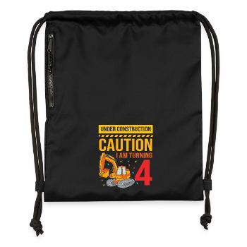 Children's birthday party construction site - Gymsac made from recycled material - black - Front