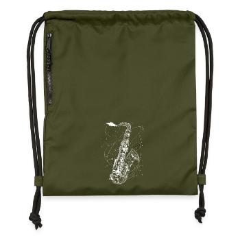 Croquis de saxophone - Sac à cordon en polyester recyclé - military green - Devant
