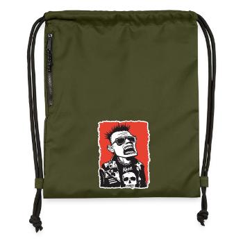 80s punk rocker in retro look - Gymsac made from recycled material - military green - Front