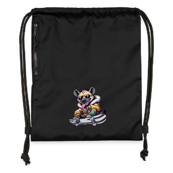 Funny Hyena Skateboard Comic Style - Gymsac made from recycled material - black - Front